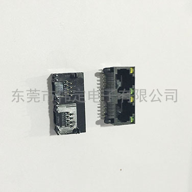 56 1x2双口RJ45全塑带LED灯