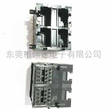 59 2X2全塑双层四口RJ45连接器