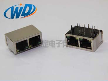 1X2 双口带变压器RJ45带LED灯百兆线路