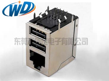 RJ45+双层USB带百兆千兆网络变压器