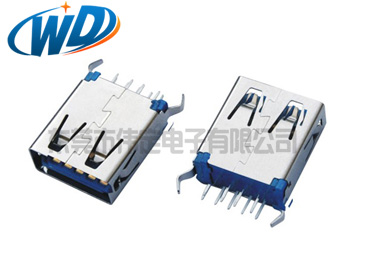 180度立式USB 3.0 AF 连接器平口弯脚 H=19.50mm